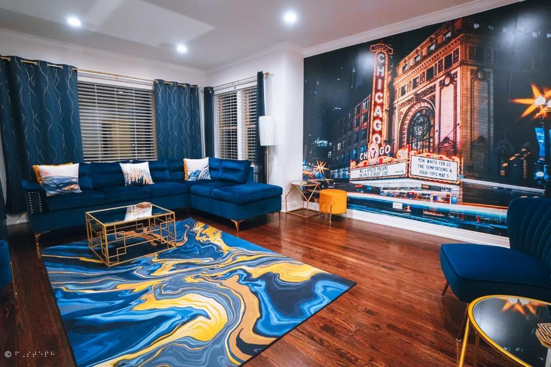 The Blue Golden Luxury Modern 3- Bedroom Apartment In Chicago Ngoại thất bức ảnh
